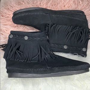 Black high top Minnetonka Moccasins - worn twice